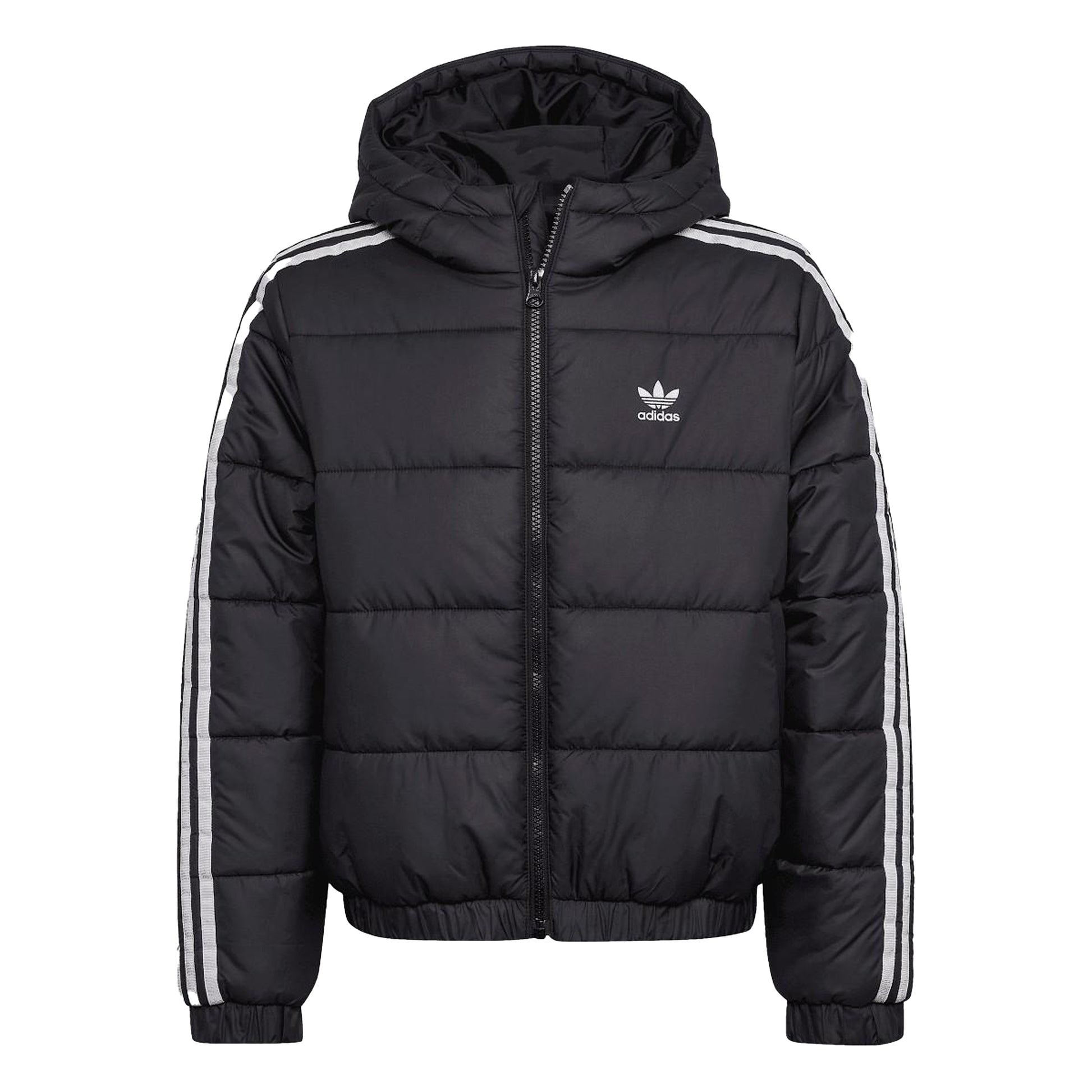 Black - Front - Adidas Childrens-Kids 3 Stripes Padded Jacket