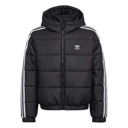 Black - Front - Adidas Childrens-Kids 3 Stripes Padded Jacket