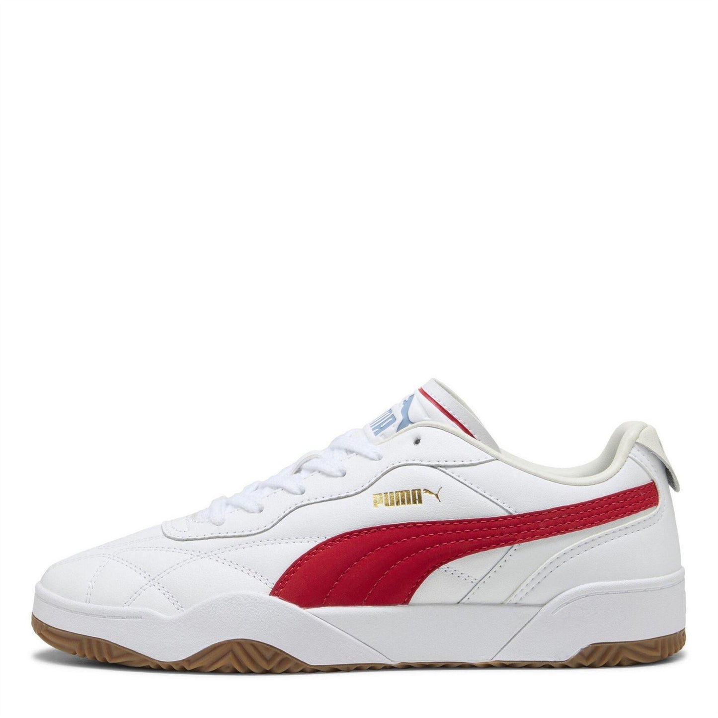 Puma White-Red - Back - Puma Mens Tifosi Lux Quilted Leather Trainers