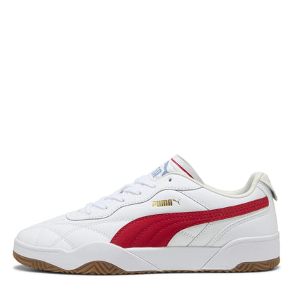 Puma White-Red - Back - Puma Mens Tifosi Lux Quilted Leather Trainers