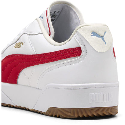 Puma White-Red - Pack Shot - Puma Mens Tifosi Lux Quilted Leather Trainers
