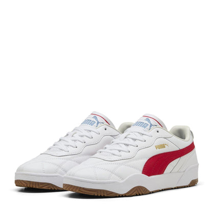 Puma White-Red - Front - Puma Mens Tifosi Lux Quilted Leather Trainers