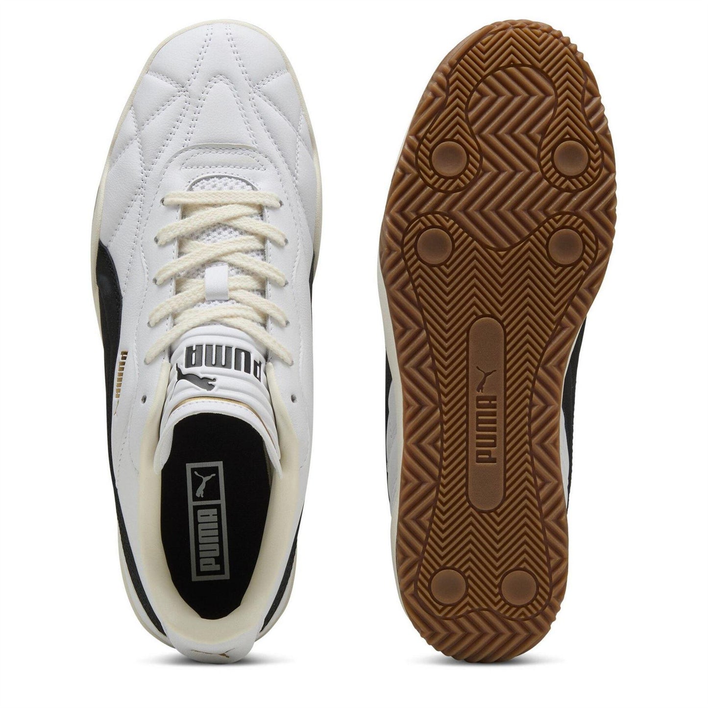 Puma White - Side - Puma Mens Tifosi Lux Quilted Leather Trainers