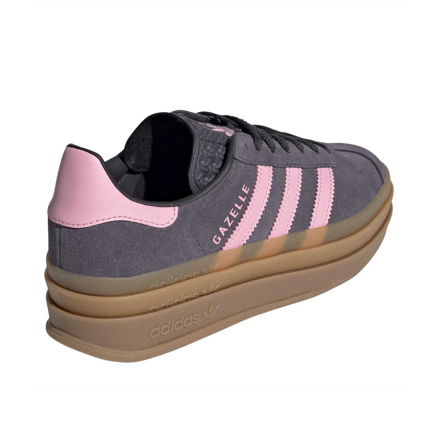 Aurora Purple-Pink - Back - Adidas Childrens-Kids Gazelle Suede Platform Trainers