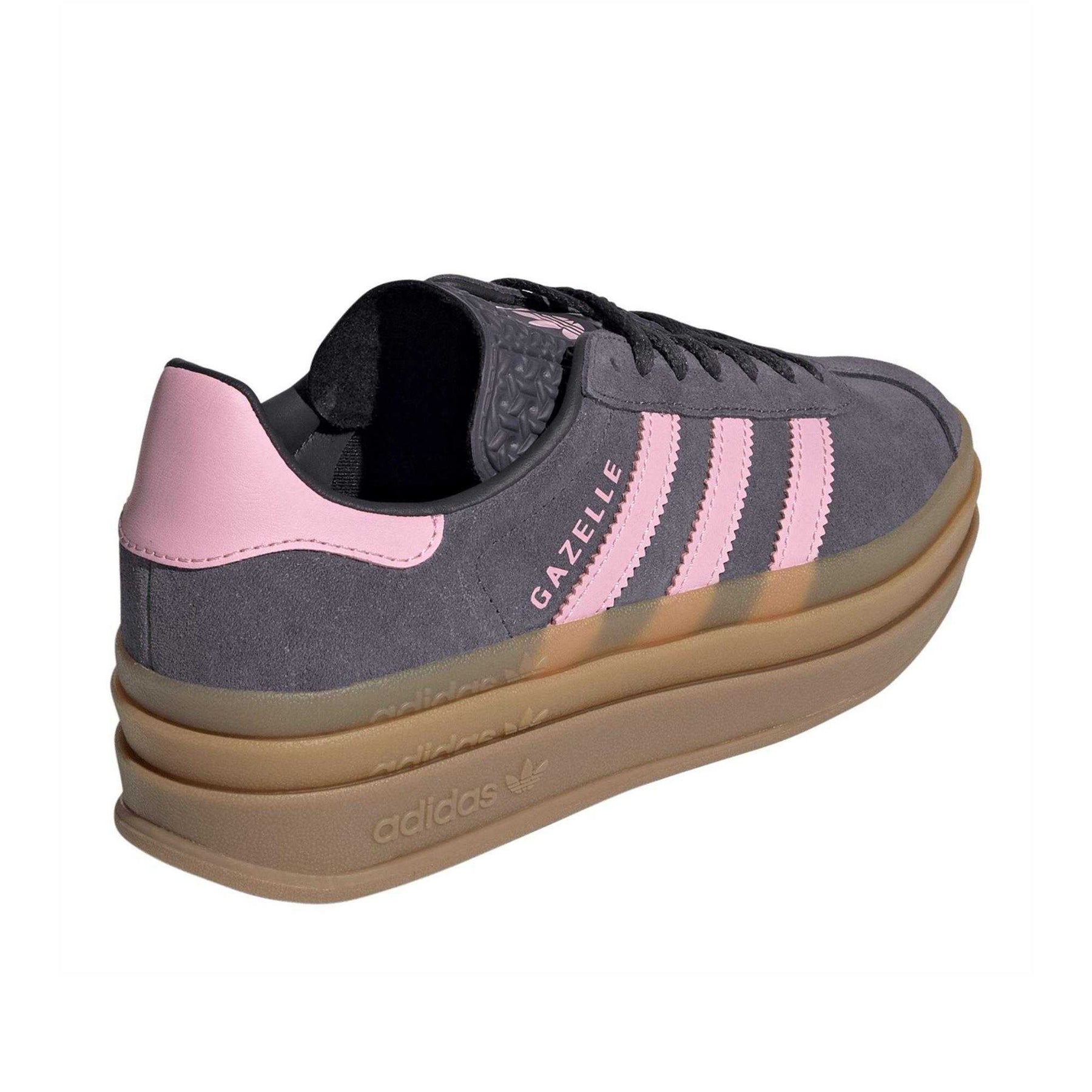 Aurora Purple-Pink - Back - Adidas Childrens-Kids Gazelle Suede Platform Trainers
