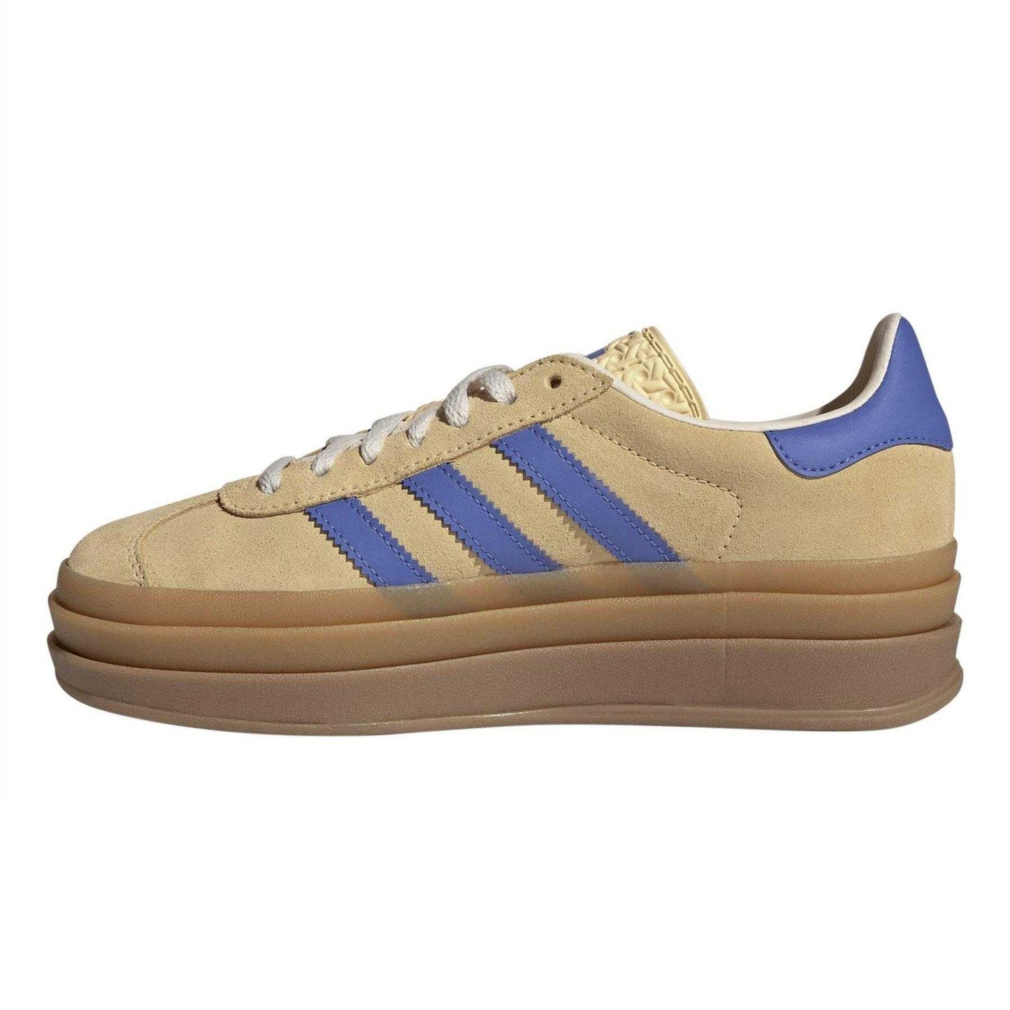 Yellow-Lilac - Side - Adidas Childrens-Kids Gazelle Suede Platform Trainers