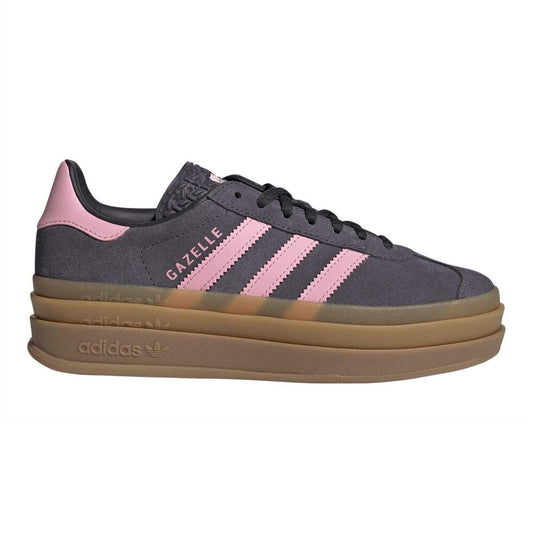 Aurora Purple-Pink - Front - Adidas Childrens-Kids Gazelle Suede Platform Trainers