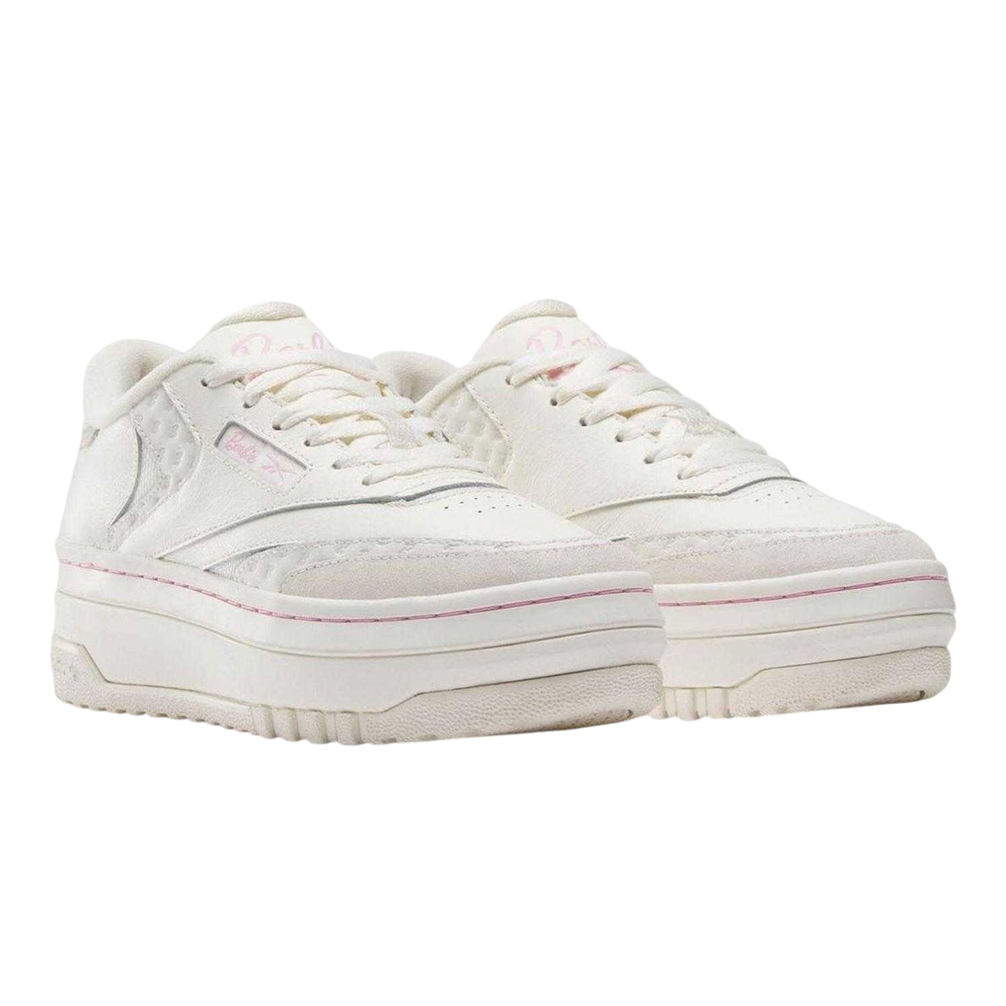 White - Lifestyle - Barbie Womens-Ladies Barbie Leather Platform Trainers