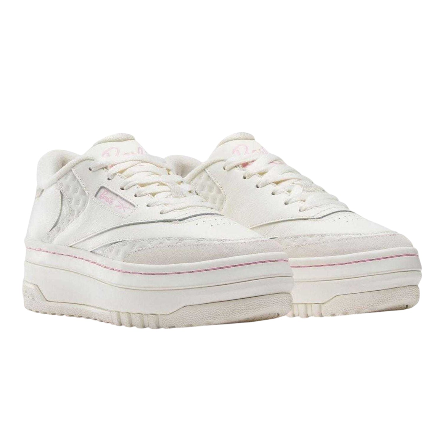 White - Lifestyle - Barbie Womens-Ladies Barbie Leather Platform Trainers