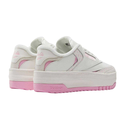 White-Pink - Back - Barbie Womens-Ladies Barbie Leather Platform Trainers