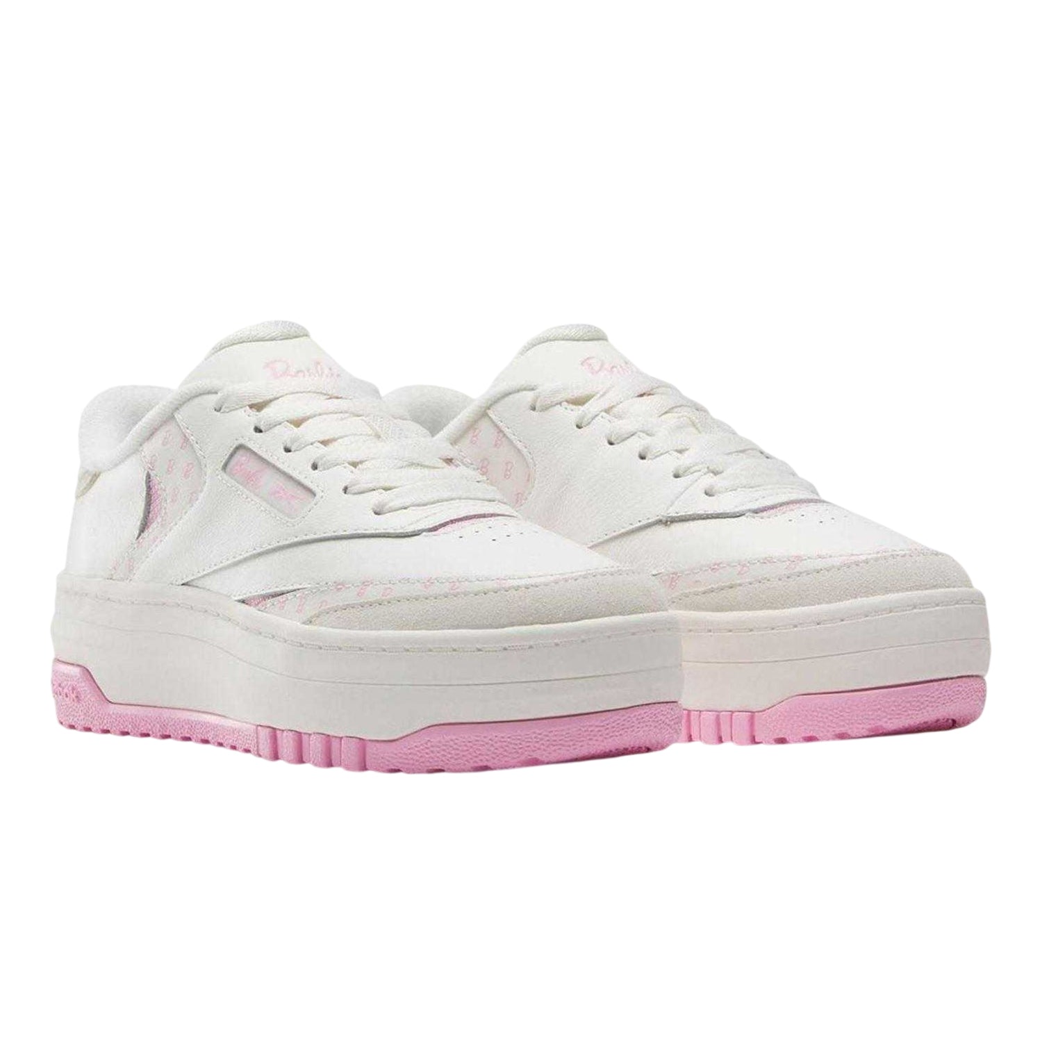 White-Pink - Lifestyle - Barbie Womens-Ladies Barbie Leather Platform Trainers