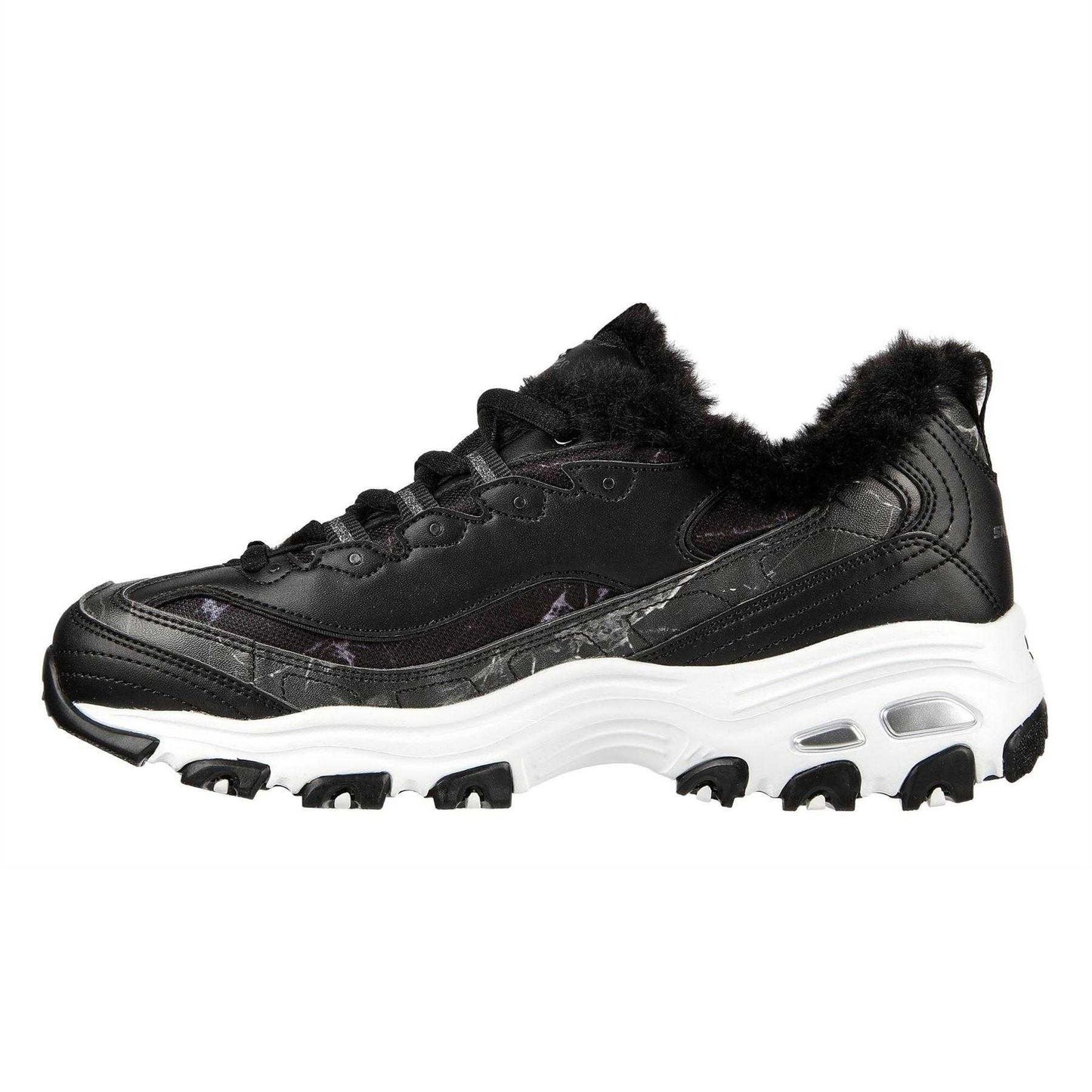 Black - Back - Skechers Childrens-Kids DLites 10 Chunky Flat Trainers