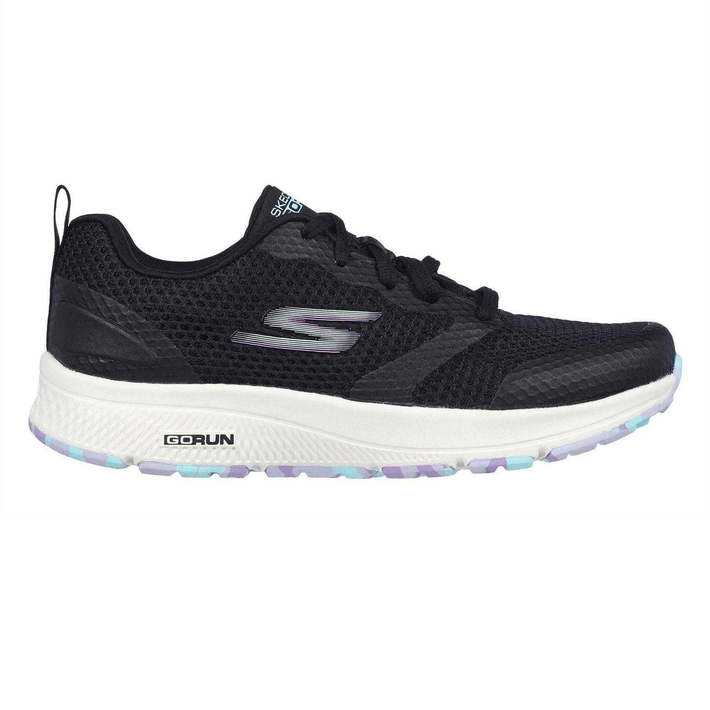 Black-Lavender - Front - Skechers Womens-Ladies Go Run Marble Trainers