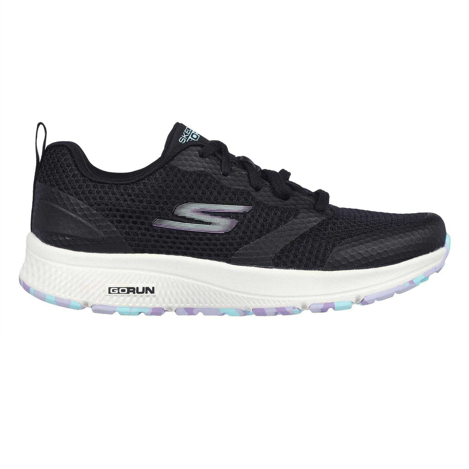 Black-Lavender - Front - Skechers Womens-Ladies Go Run Marble Trainers