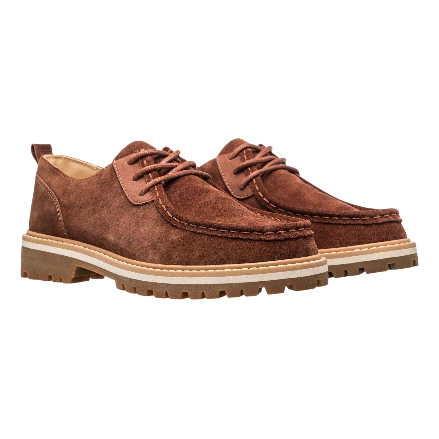Brown - Side - CLAE Unisex Adult Leather Moc Toe Derby Shoes