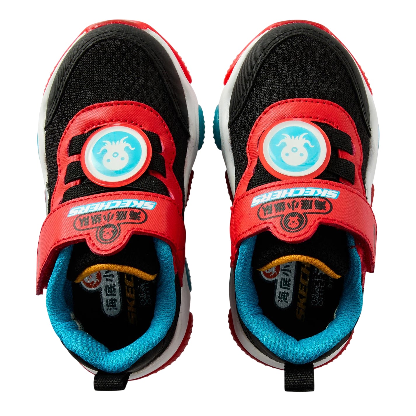 Black-Red - Side - Skechers Toddler Mighty Glow Trainers