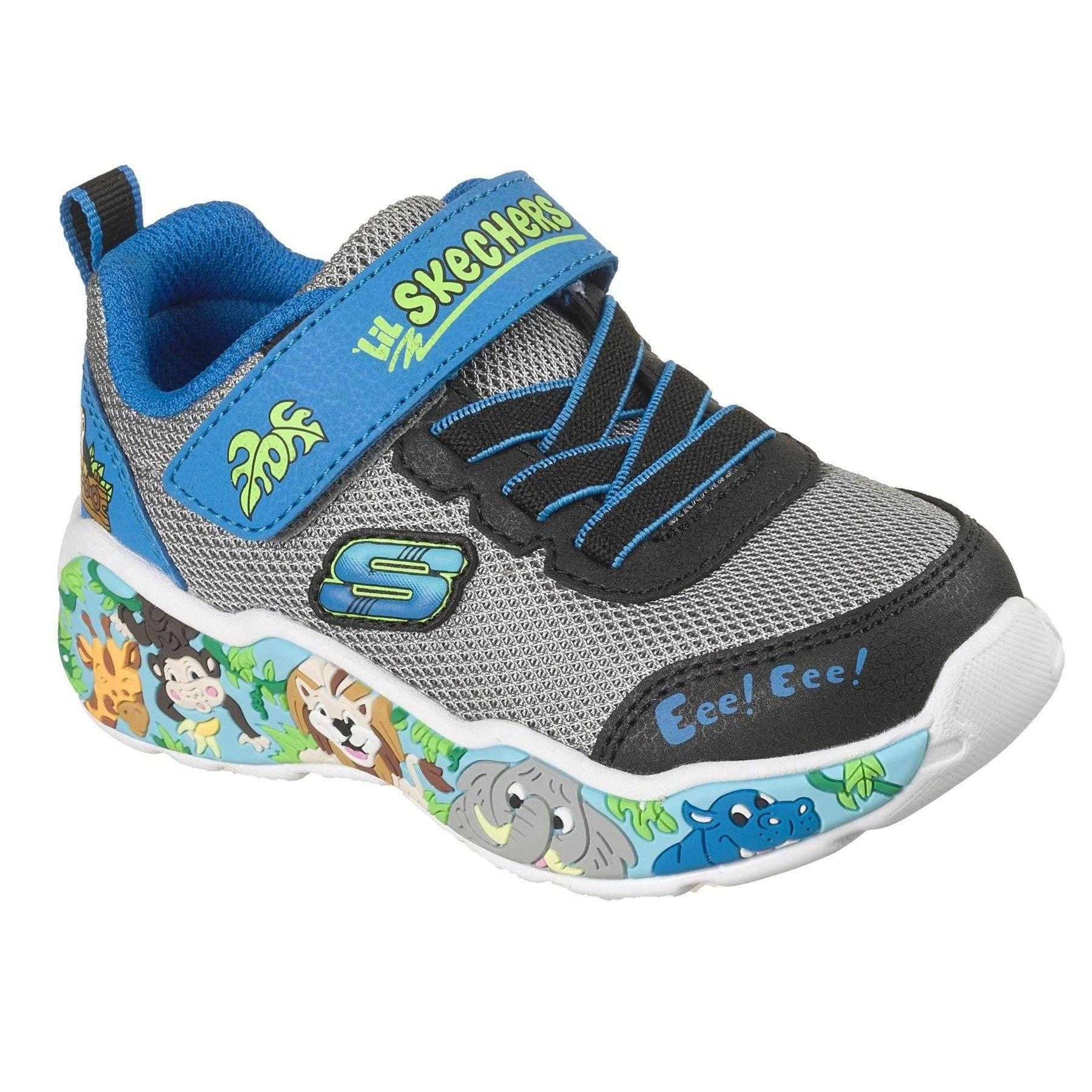 Grey - Pack Shot - Skechers Toddler Play Scene Mesh Light Up Trainers