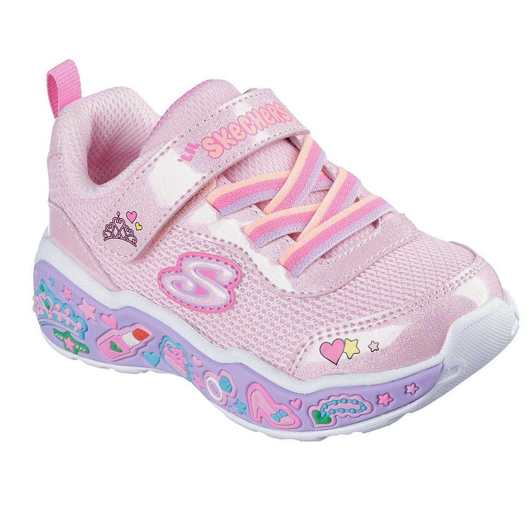 Pink - Pack Shot - Skechers Girls Play Scene Princess Light Up Trainers