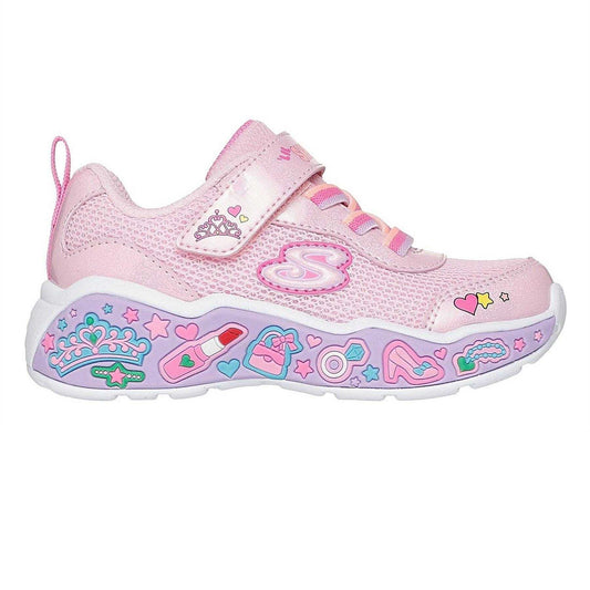 Pink - Front - Skechers Girls Play Scene Princess Light Up Trainers