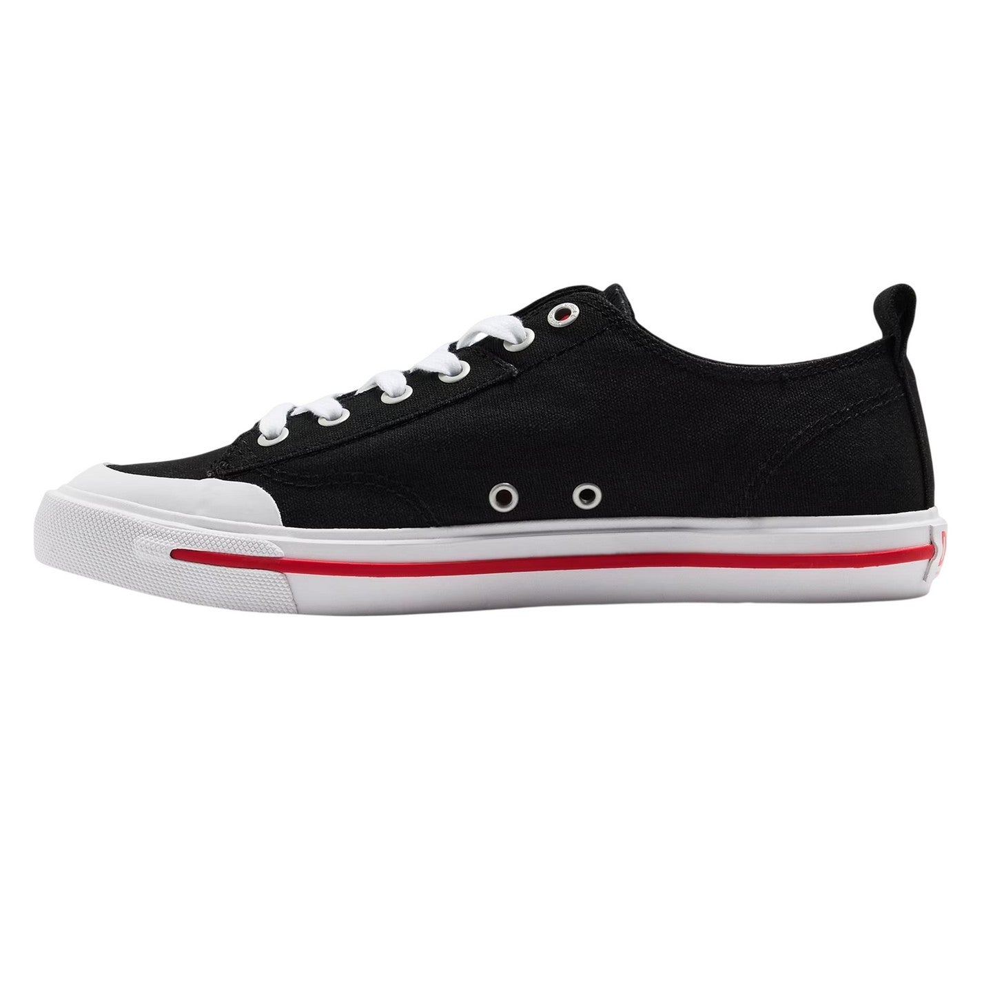 Black-White - Side - Diesel Womens-Ladies Athos Canvas Trainers