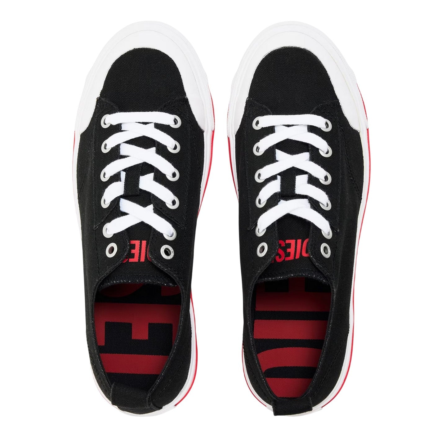Black-White - Lifestyle - Diesel Womens-Ladies Athos Canvas Trainers