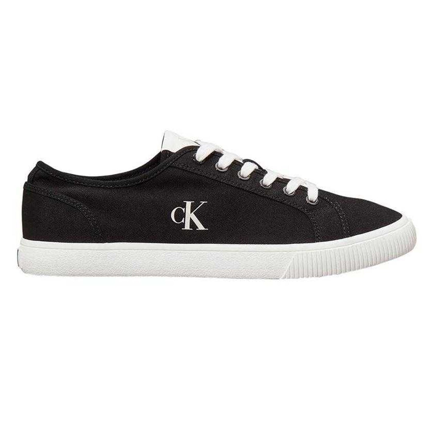 Black - Front - Calvin Klein Mens Essential Canvas Trainers