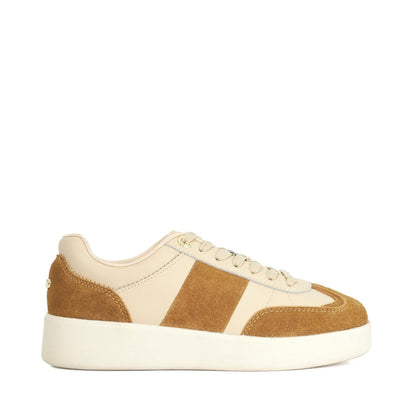 Brown - Pack Shot - Dune London Womens-Ladies Enticing Suede Platform Trainers