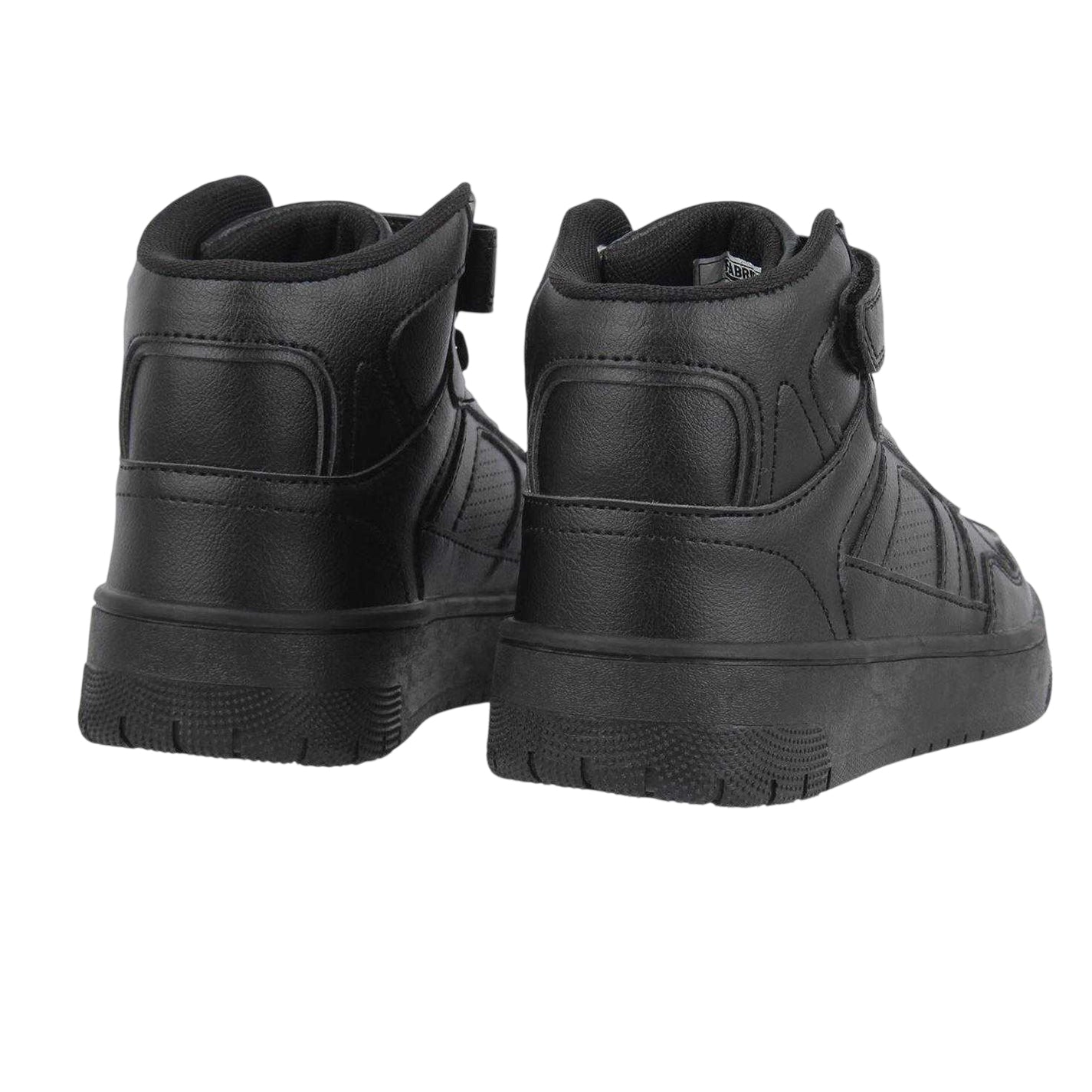 Black - Back - Fabric Childrens-Kids High Top Trainers