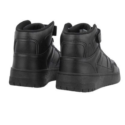 Black - Back - Fabric Childrens-Kids High Top Trainers