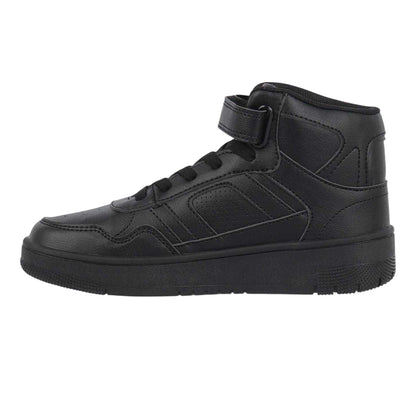 Black - Side - Fabric Childrens-Kids High Top Trainers