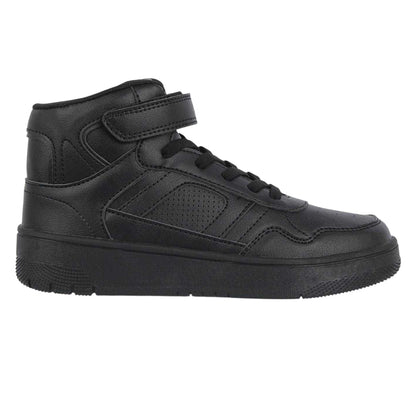 Black - Front - Fabric Childrens-Kids High Top Trainers