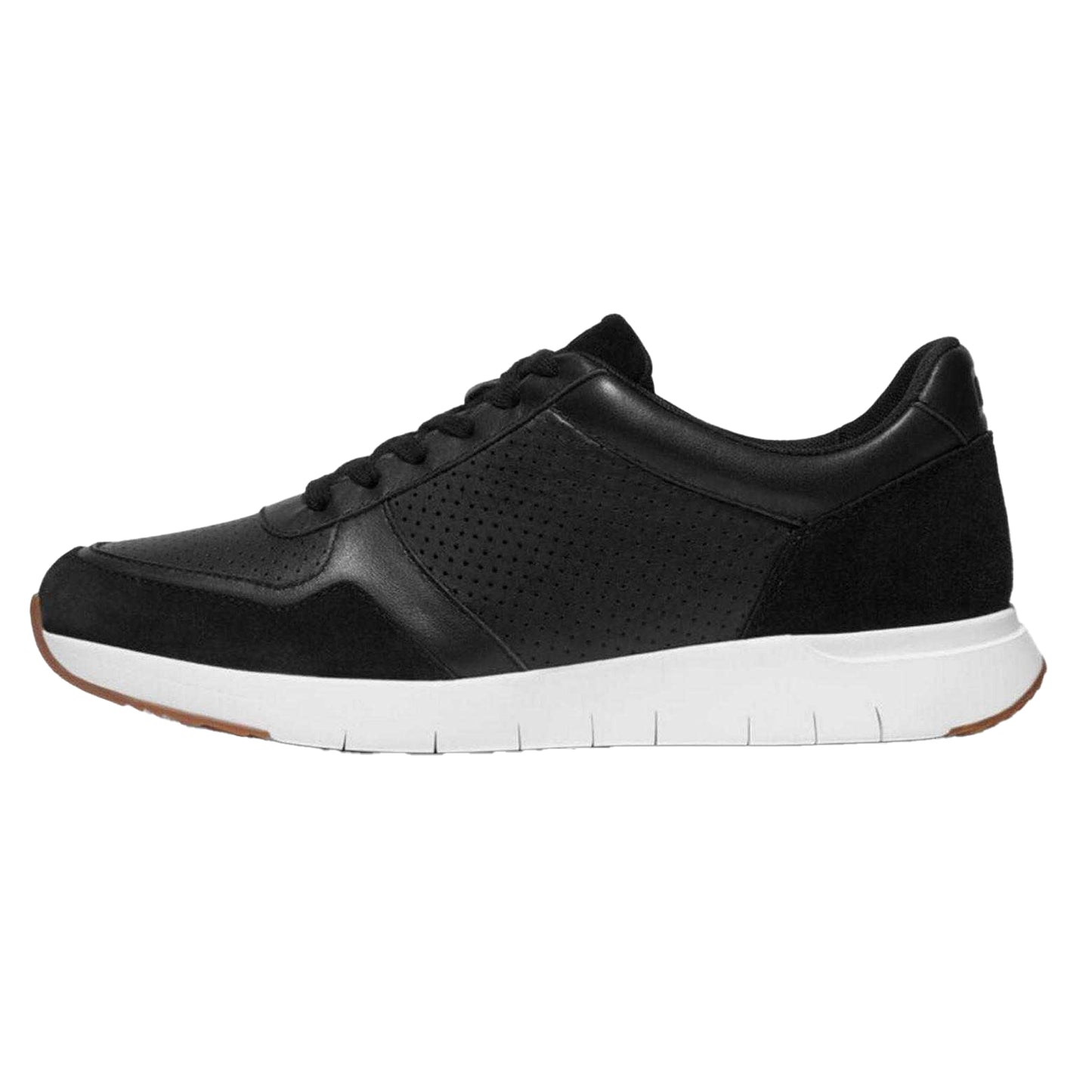 Black - Back - FitFlop Mens Leather Trainers