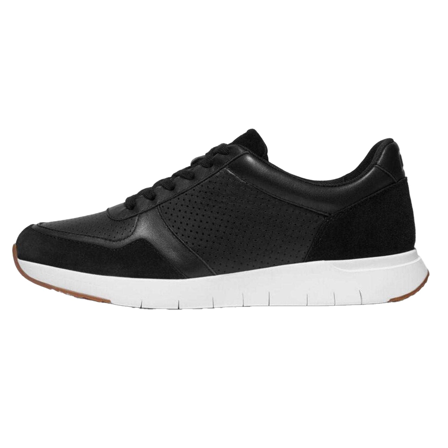 Black - Back - FitFlop Mens Leather Trainers