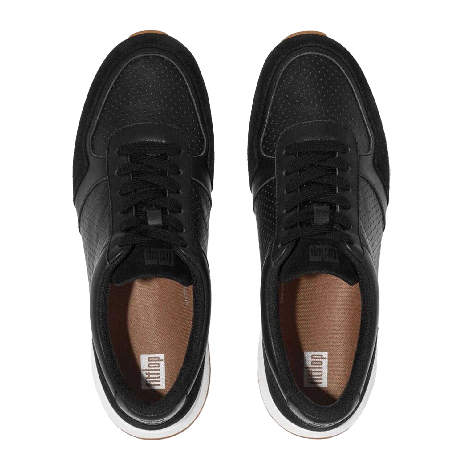 Black - Side - FitFlop Mens Leather Trainers