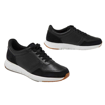 Black - Pack Shot - FitFlop Mens Leather Trainers