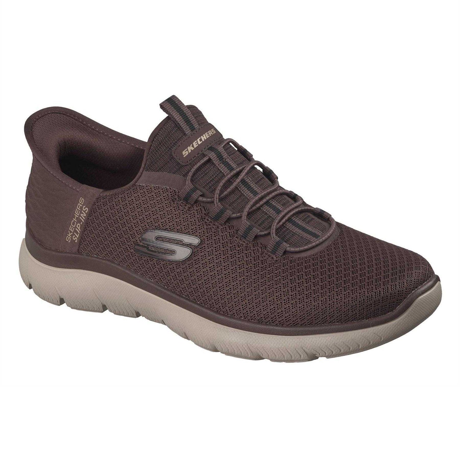 Chocolate - Pack Shot - Skechers Mens Summits - High Range Slip-In Trainers
