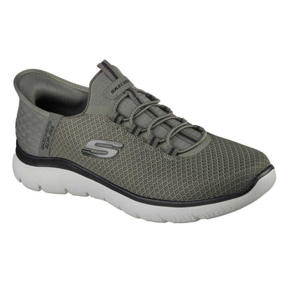 Olive - Pack Shot - Skechers Mens Summits - High Range Slip-In Trainers