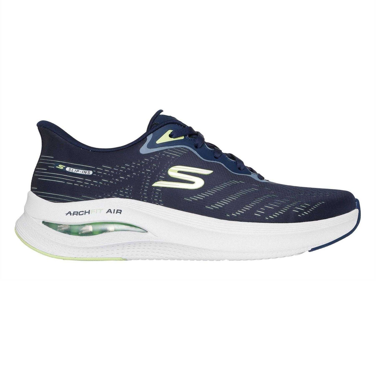 Navy-Lime - Back - Skechers Mens Slip-In Trainers