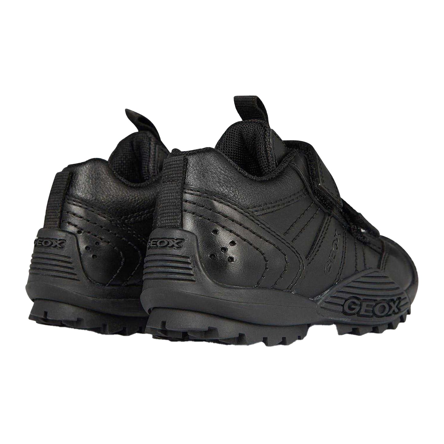 Black - Back - Geox Childrens-Kids Savage Leather Trainers