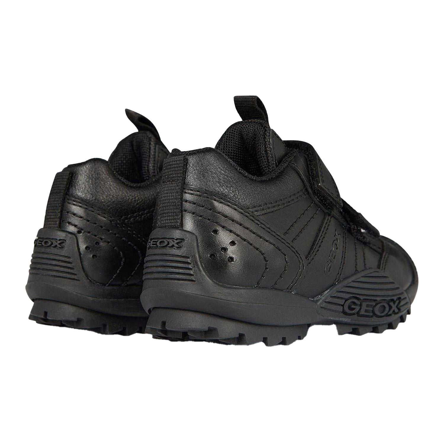 Black - Back - Geox Childrens-Kids Savage Leather Trainers
