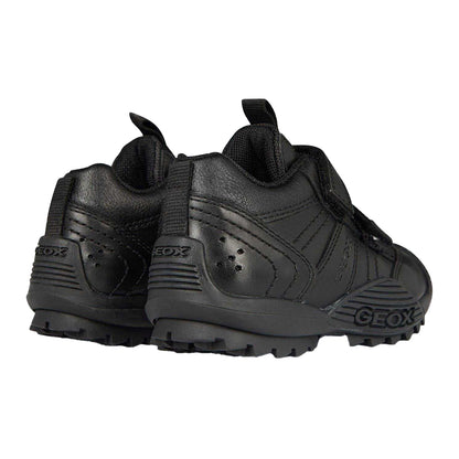 Black - Back - Geox Childrens-Kids Savage Leather Trainers