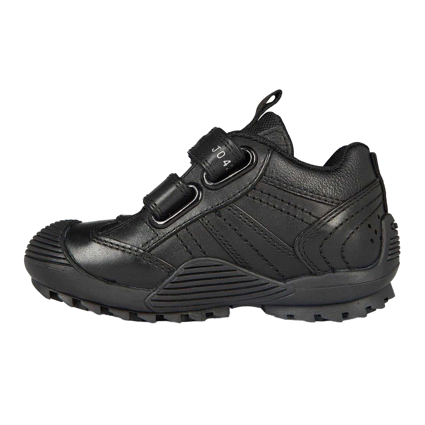 Black - Side - Geox Childrens-Kids Savage Leather Trainers
