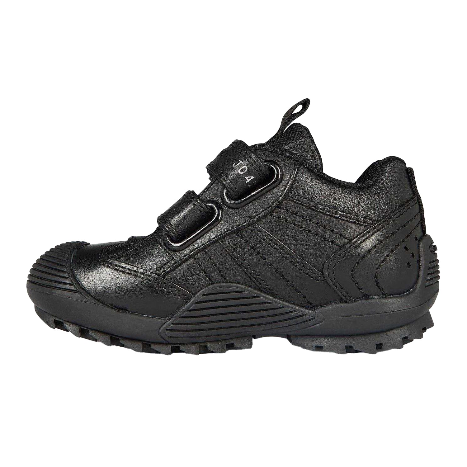 Black - Side - Geox Childrens-Kids Savage Leather Trainers