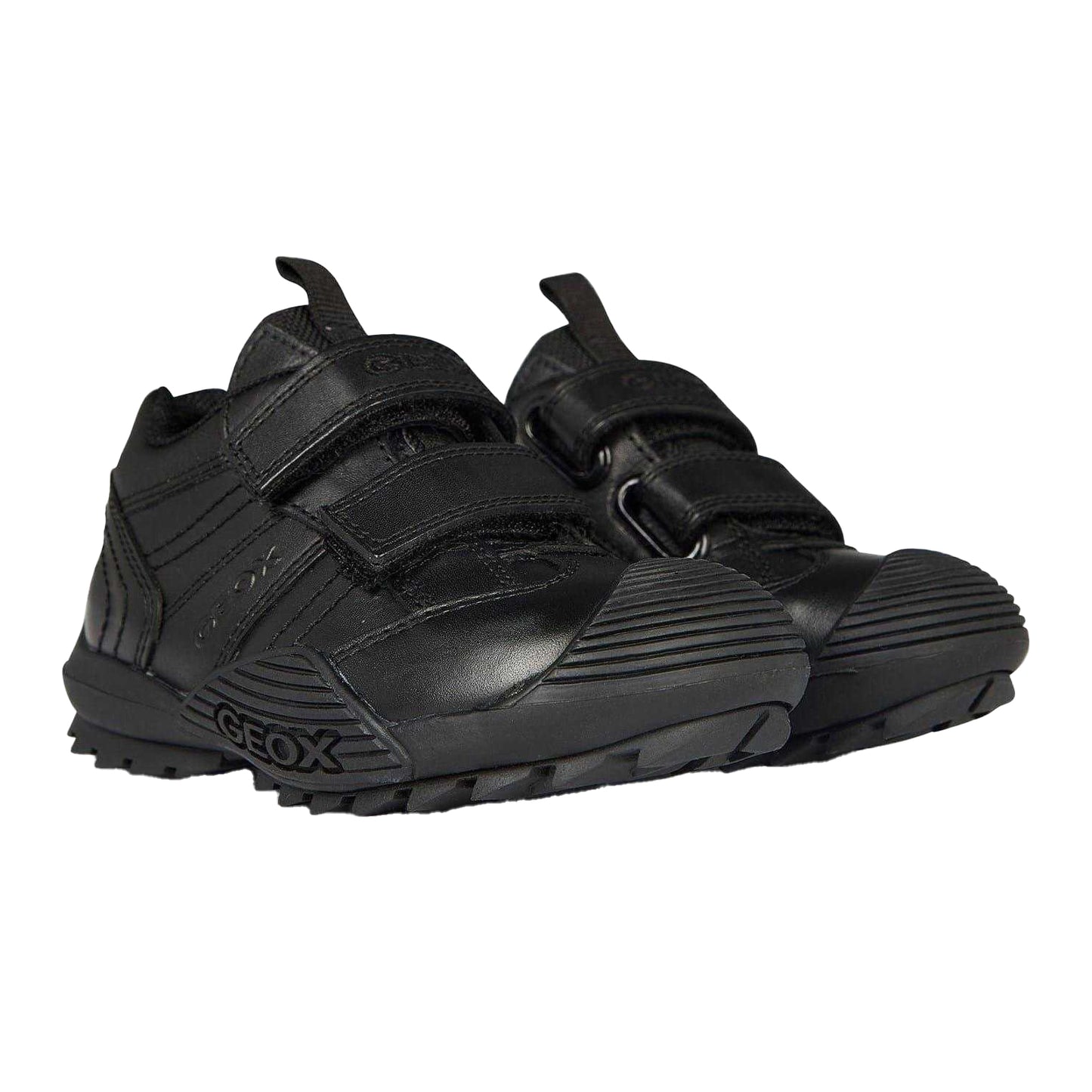 Black - Pack Shot - Geox Childrens-Kids Savage Leather Trainers