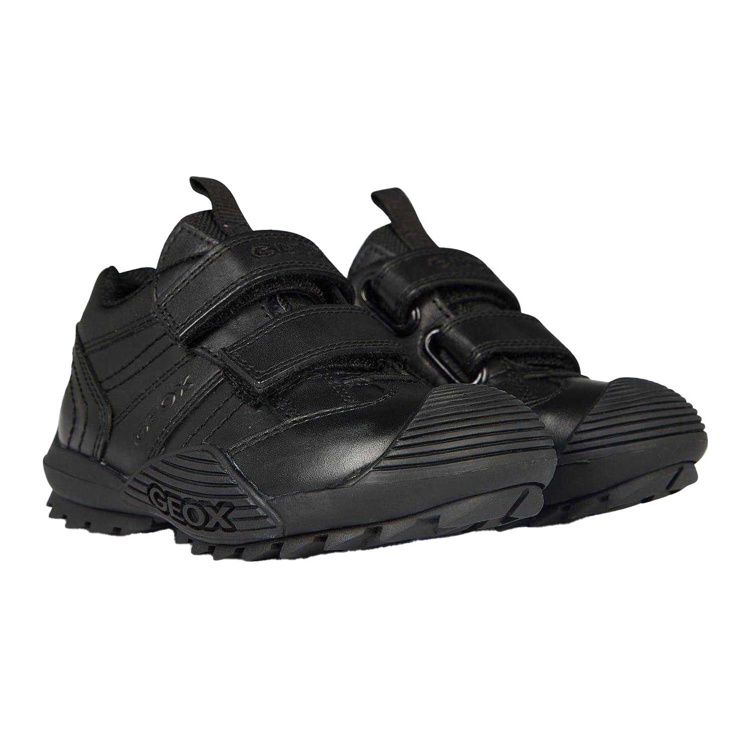 Black - Pack Shot - Geox Childrens-Kids Savage Leather Trainers