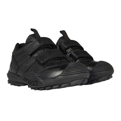 Black - Pack Shot - Geox Childrens-Kids Savage Leather Trainers
