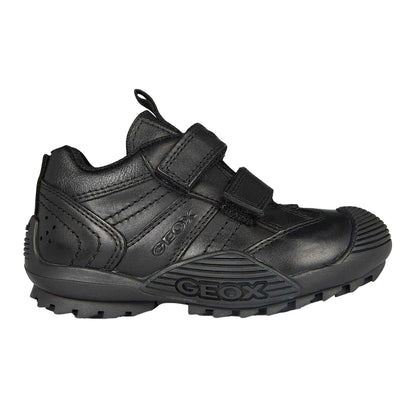Black - Front - Geox Childrens-Kids Savage Leather Trainers