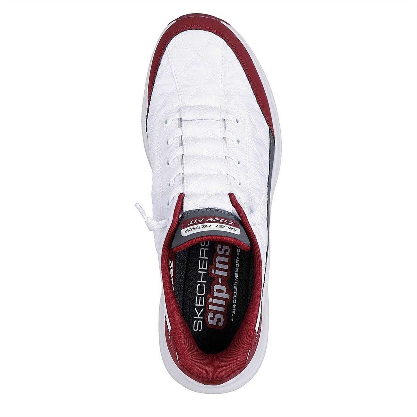 Red-White - Side - Skechers Mens Quilted Comfort Trainers