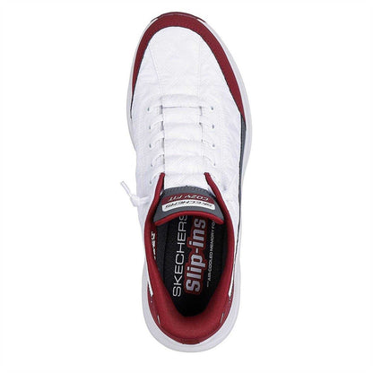 Red-White - Side - Skechers Mens Quilted Comfort Trainers