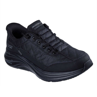 Black - Pack Shot - Skechers Mens Quilted Comfort Trainers